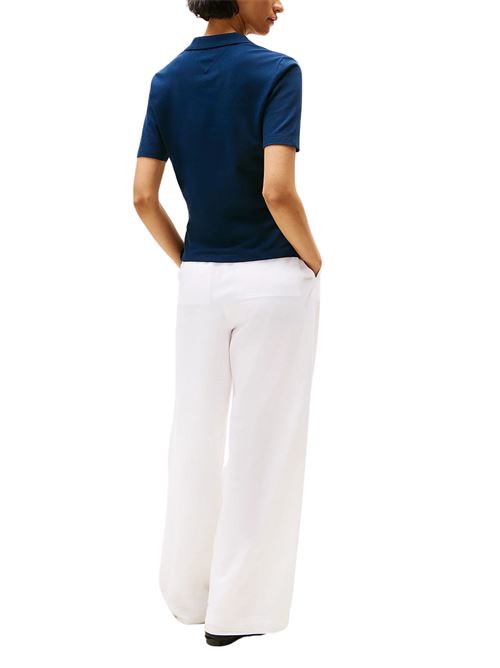 Polo donna blu in cotone Tommy Hilfiger | WW0WW43224C1G